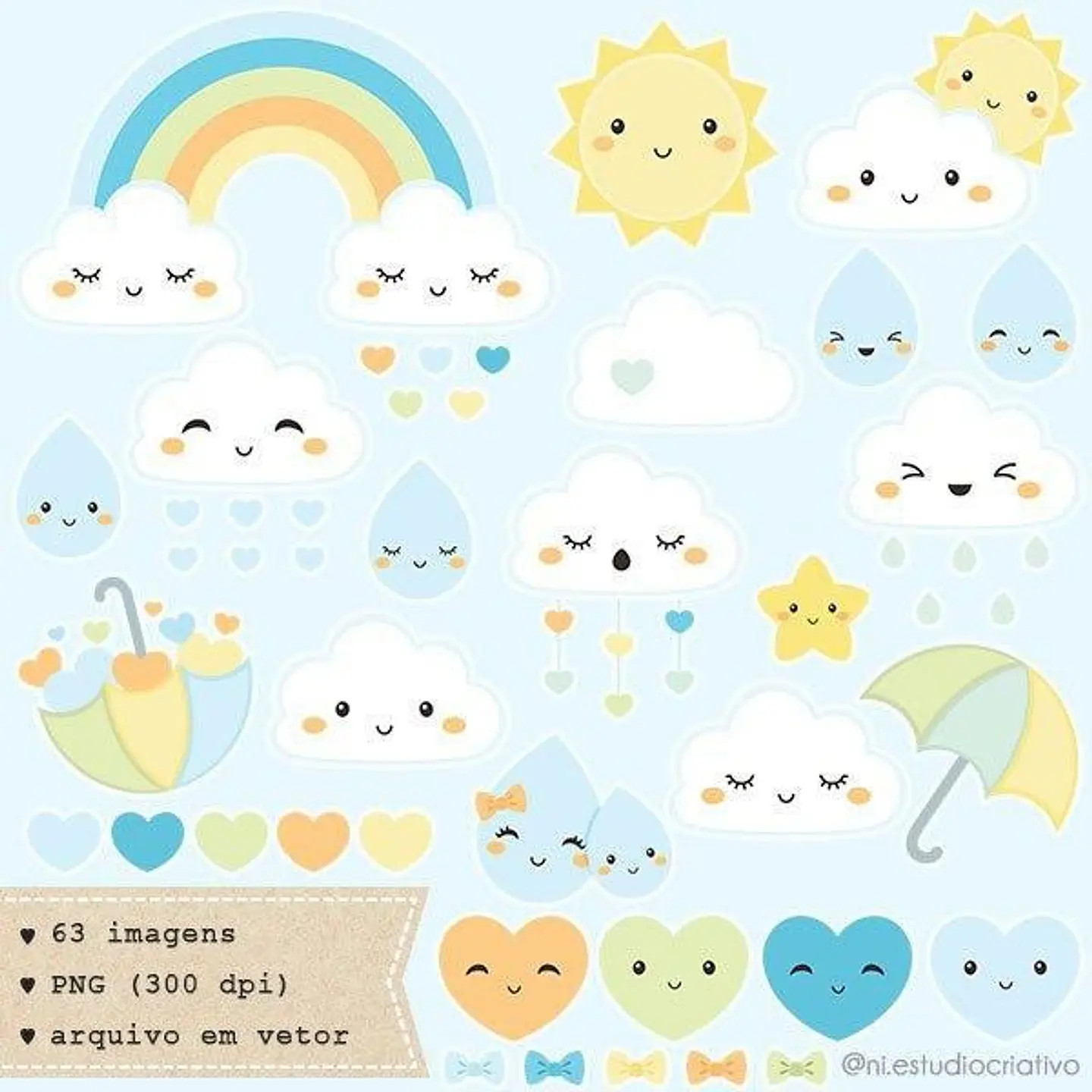 Kit Digital Chuva de Amor Azul 52 1