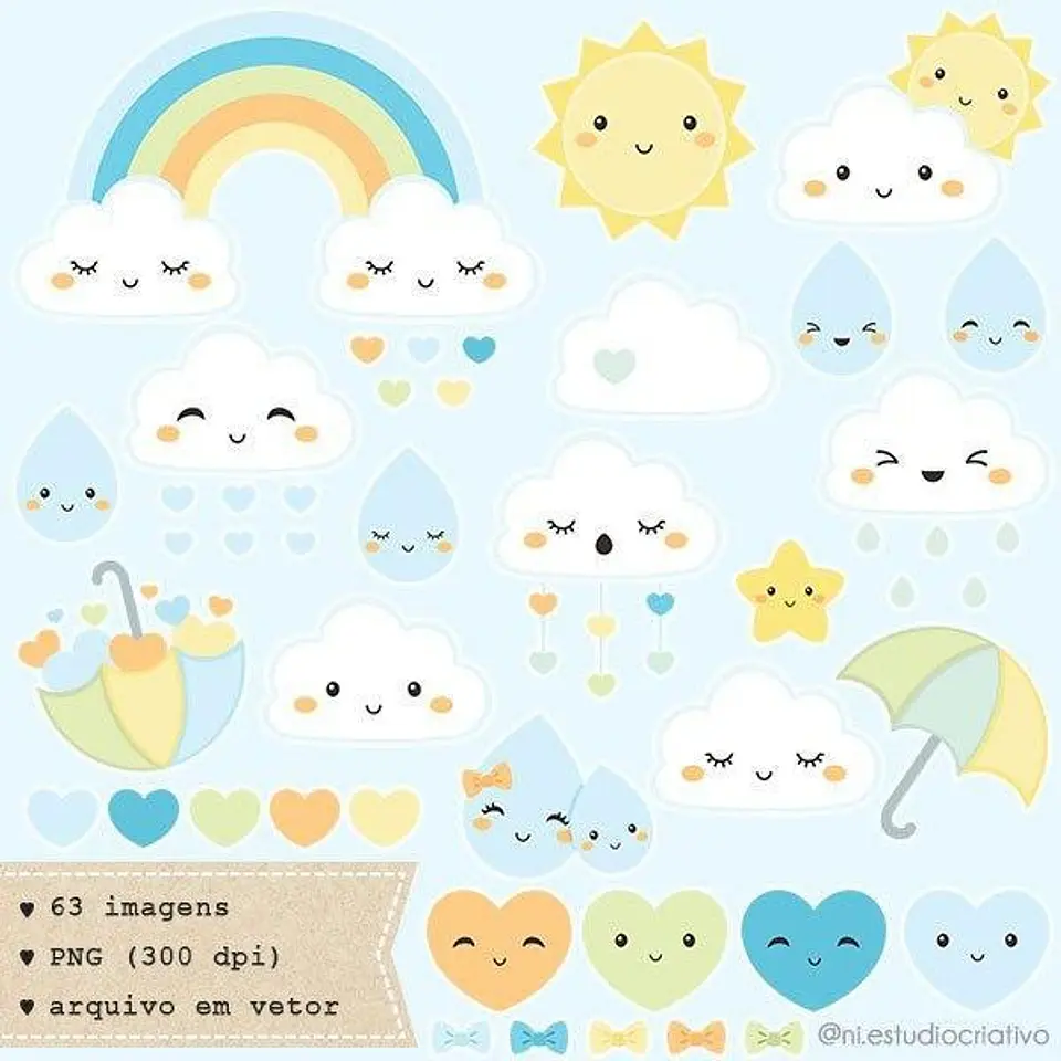 Kit Digital Chuva de Amor Azul 52 1