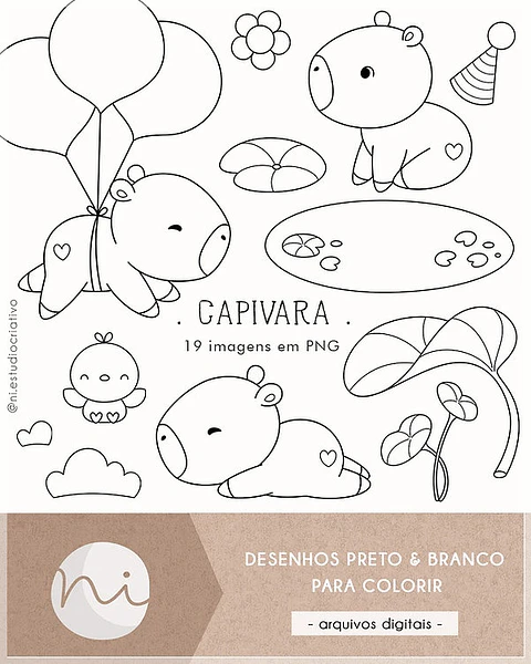 Kit Digital Capivara para Colorir 44