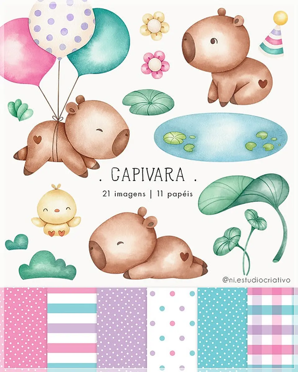 Kit Digital Capivara Candy 43 1
