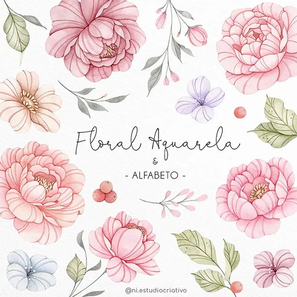 Kit Digital C0088 Floral Aquarela 37 1
