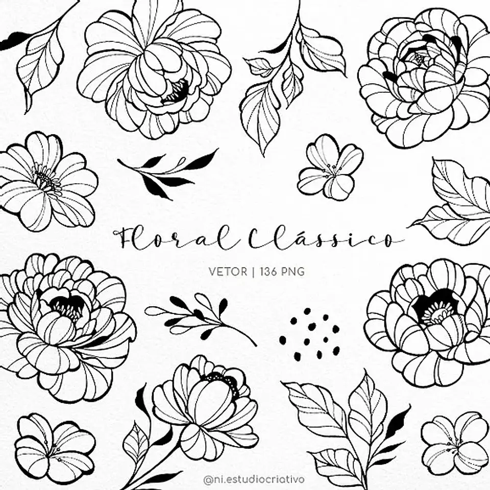 Kit Digital C0087 Floral Clássico 36 1
