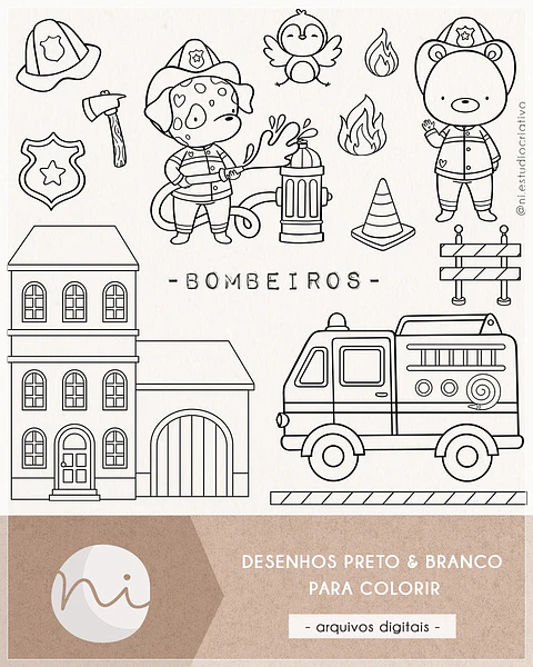 Kit Digital Bombeiros Colorir 31