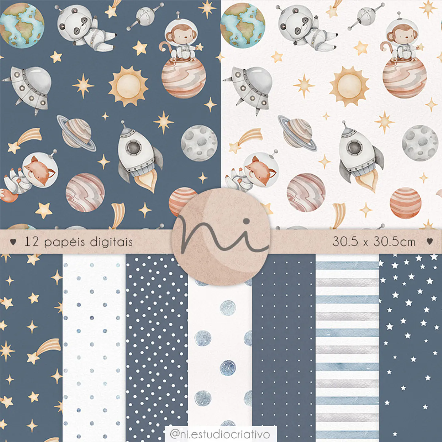 Kit Digital Astronauta Papel Digital 20 1