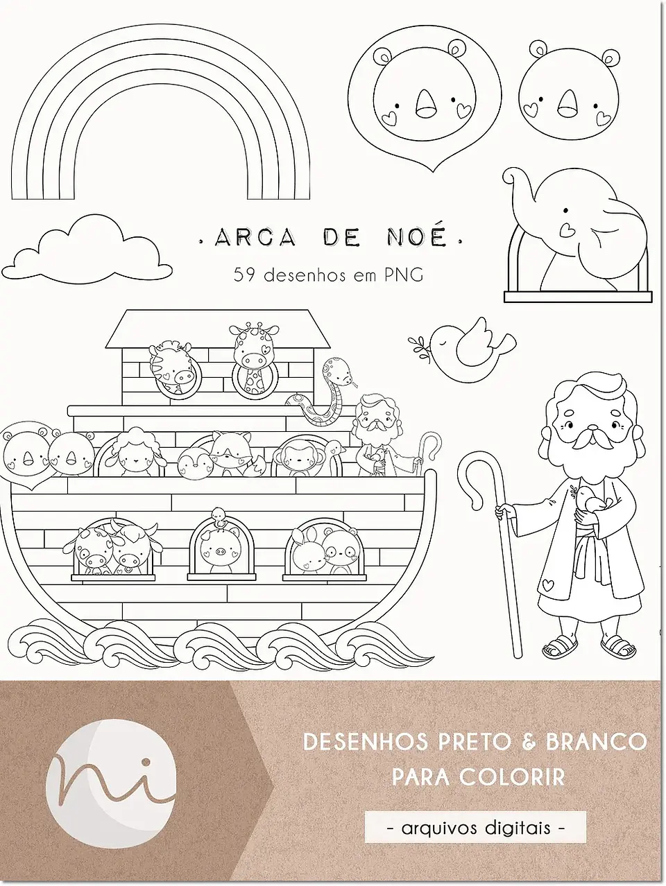 Kit Digital Arca de Noé para Colorir 18 1