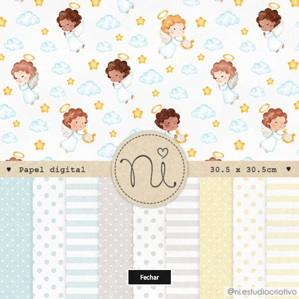 Kit Digital Anjinhos Aquarelados Papers 16 1