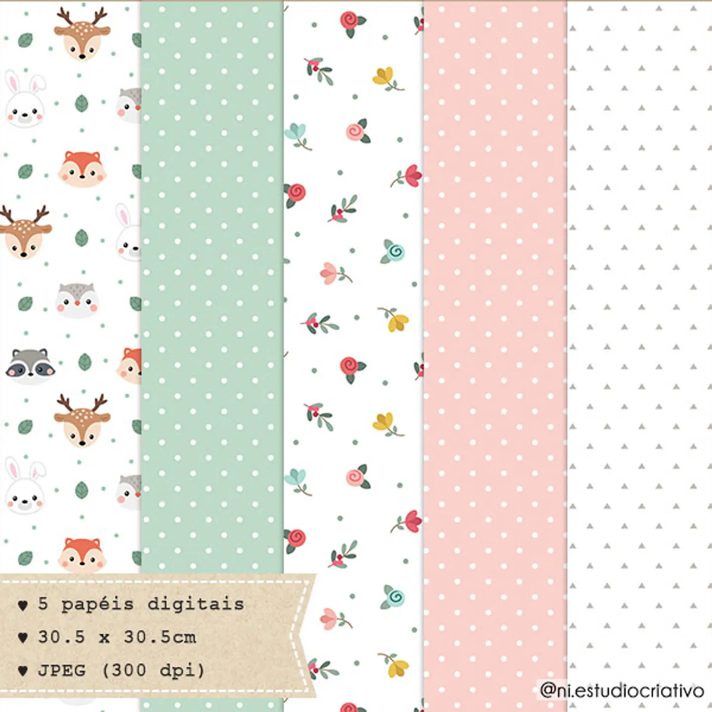 Kit Digital Animais do Bosque Papers 13 1