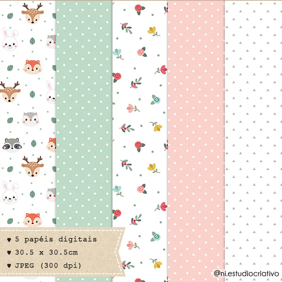 Kit Digital Animais do Bosque Papers 13 1