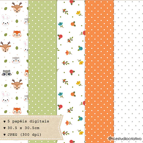Kit Digital Animais do Bosque Papers 12
