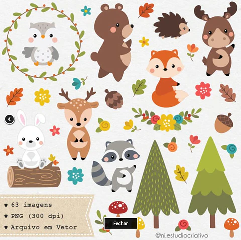 Kit Digital Animais do Bosque 11