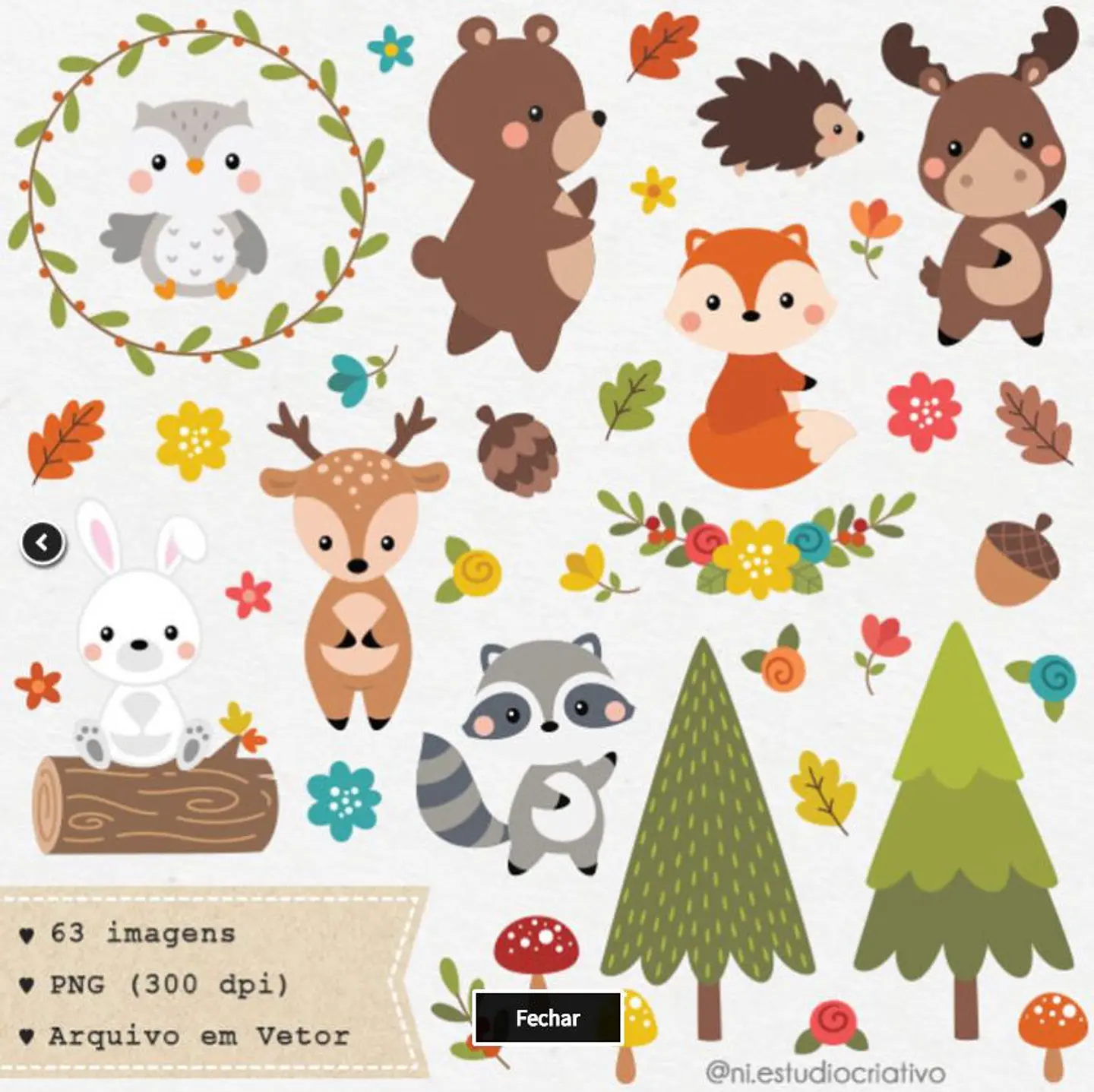 Kit Digital Animais do Bosque 11 1