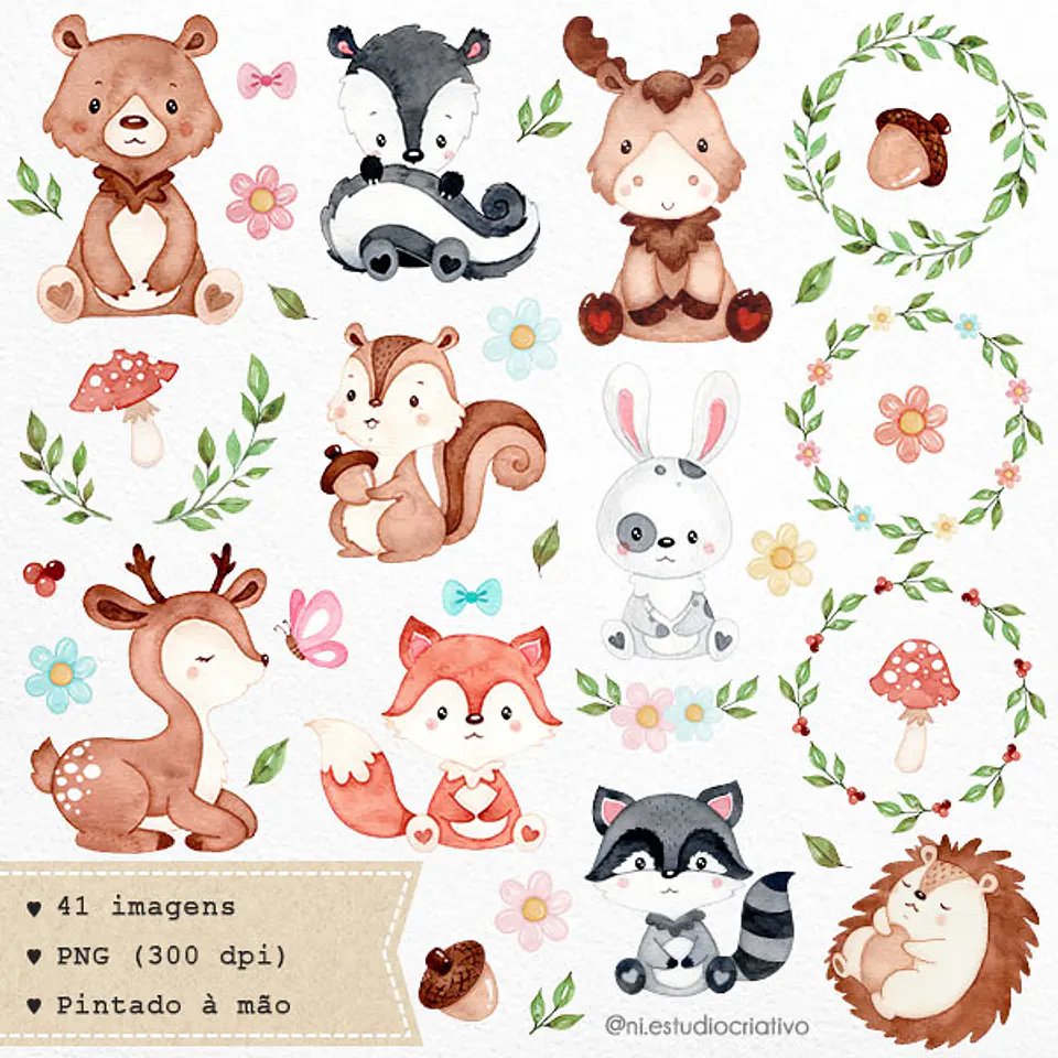 Kit Digital Animais da Floresta 8 1