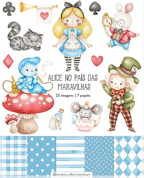 Kit Digital Alice No País das Maravilhas 4