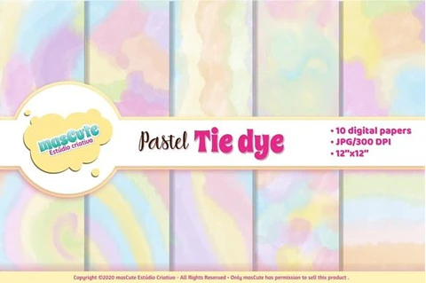 Kit Digital Papeis Tie Dye Pastel 91