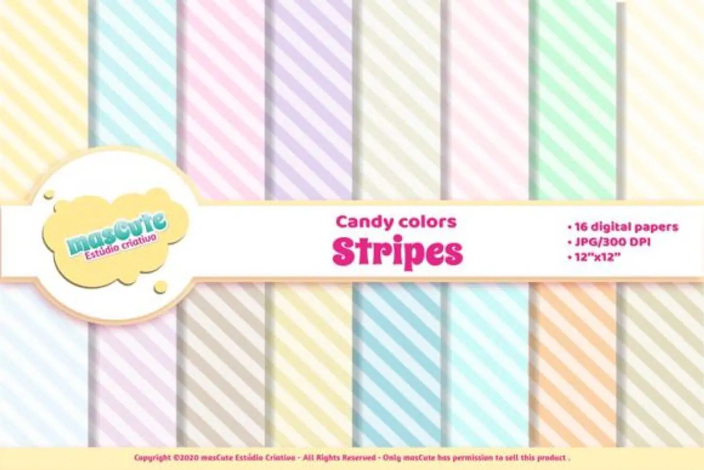 Kit Digital Papeis Listras Candy 71 1
