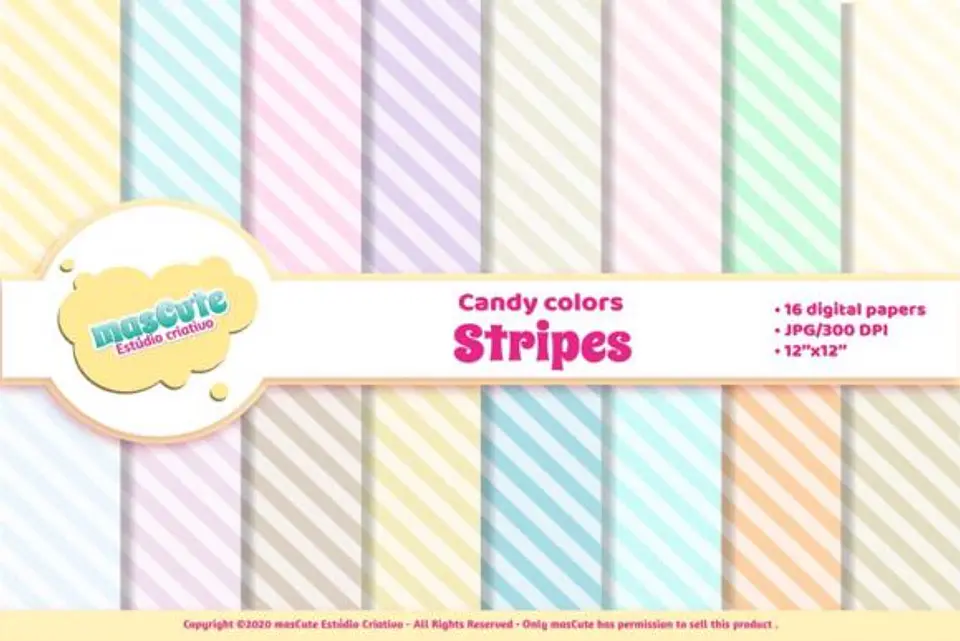 Kit Digital Papeis Listras Candy 71 1