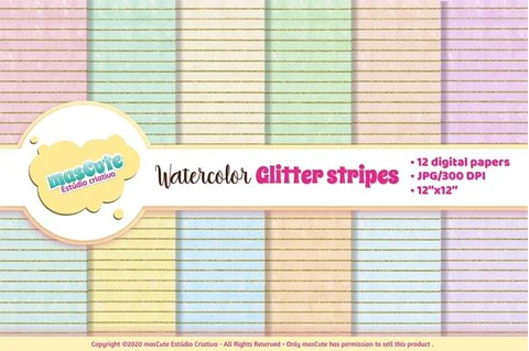 Kit Digital Papeis Listras Aquarela 65