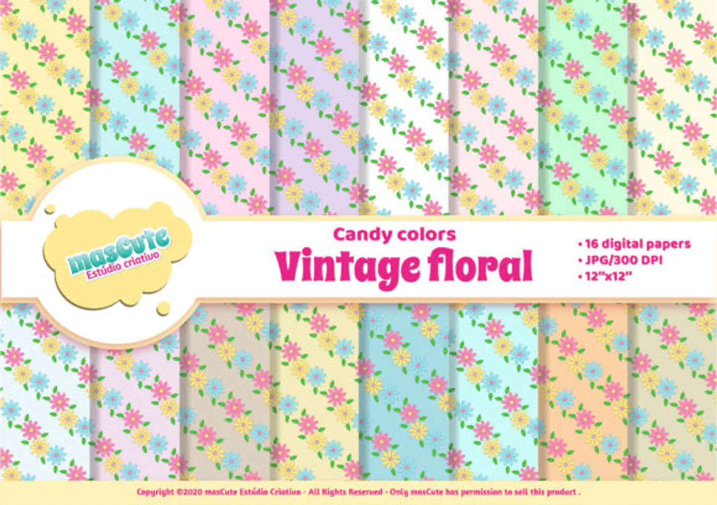 Kit Digital Papeis Floral Vintage 52 1