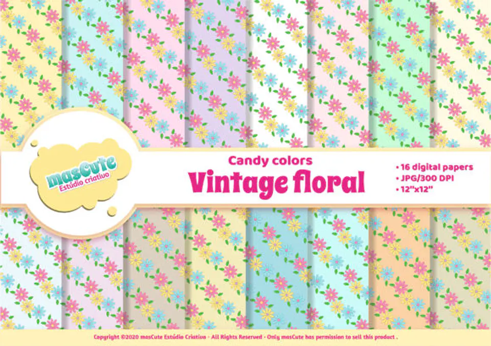 Kit Digital Papeis Floral Vintage 52 1