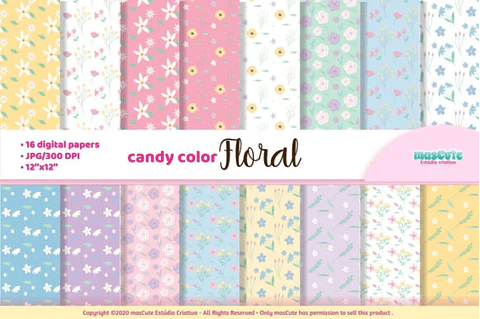 Kit Digital Papeis Floral 50