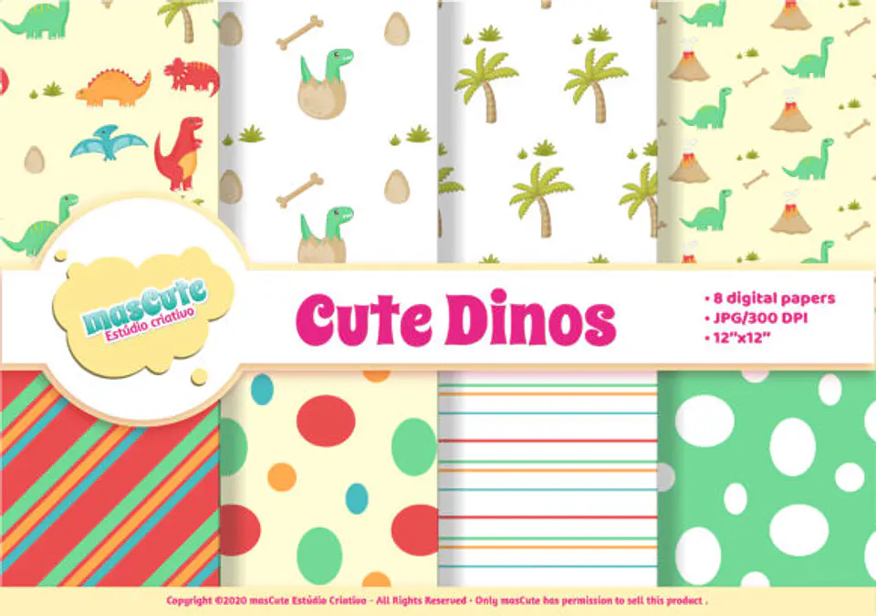 Kit Digital Papeis Dinossauro 45 1