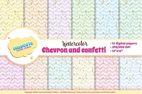 Kit Digital Papeis Chevron e Confete 33