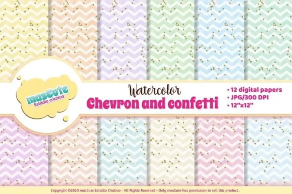 Kit Digital Papeis Chevron e Confete 33 1
