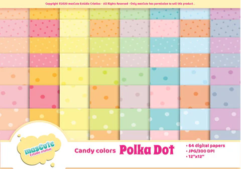 Kit Digital Papeis Bolinhas Candy 30