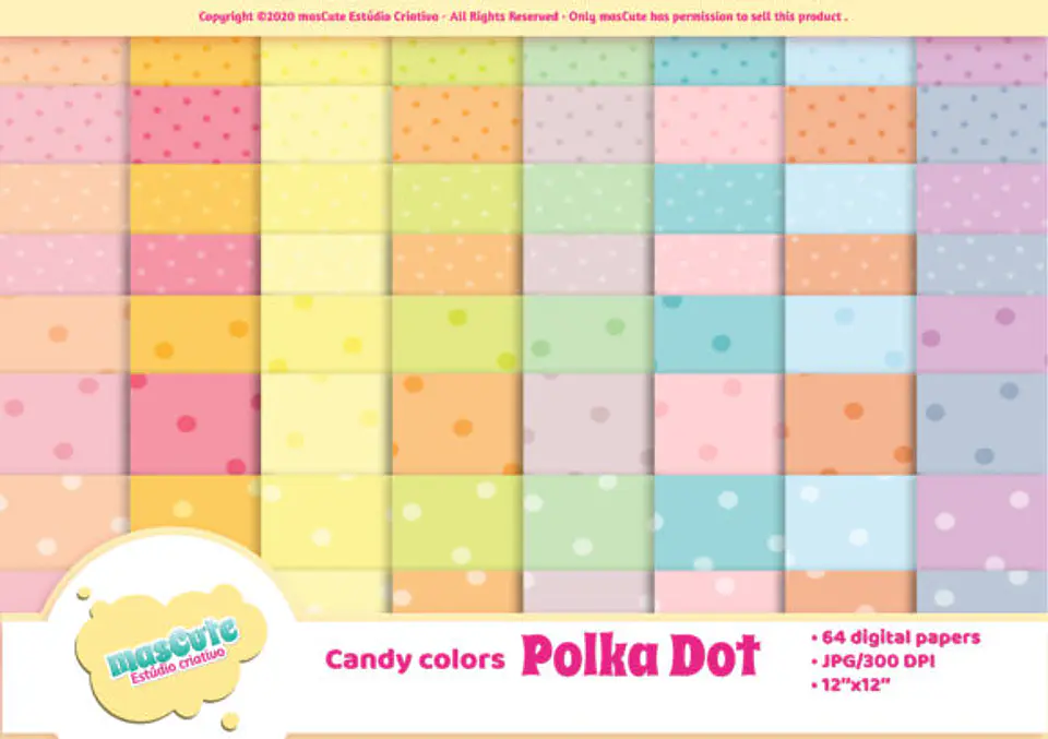 Kit Digital Papeis Bolinhas Candy 30 1