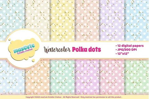 Kit Digital Papeis Bolinhas Aquarela 29