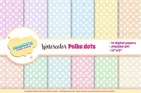 Kit Digital Papeis Bolinhas Aquarela 28