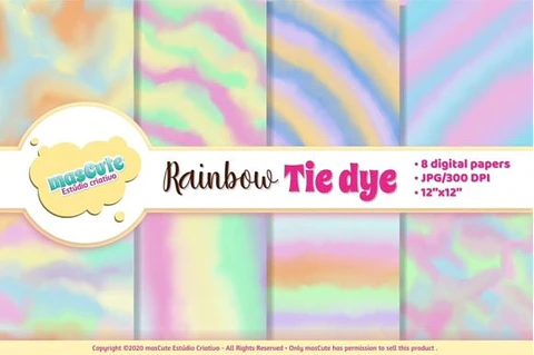 Kit Digital Papeis Arco Iris Tie Dye 25