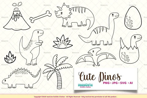 Kit Digital Dinossauro Colorir 18