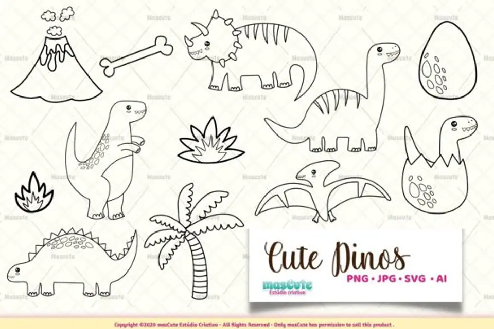 Kit Digital Dinossauro Colorir 18 1
