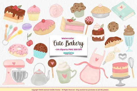 Kit Digital Confeitaria Cute Aquarela 15
