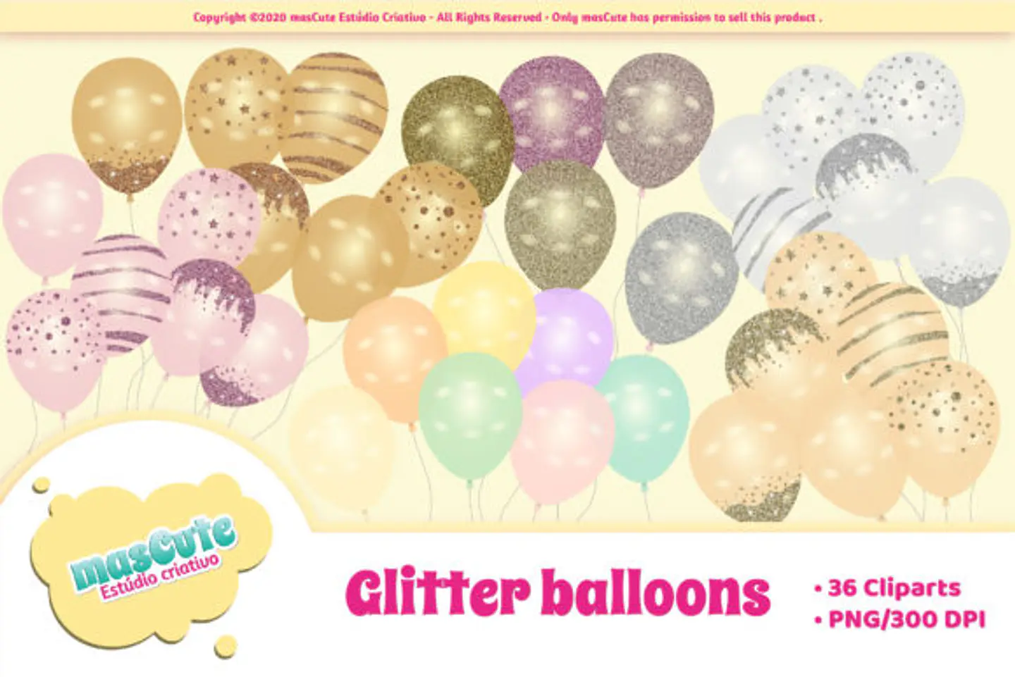 Kit Digital Baloes Glitter 5 1