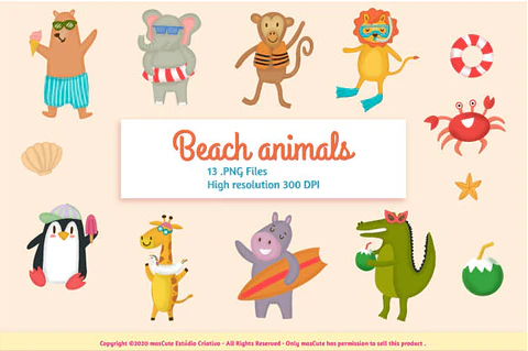 Kit Digital Animais Praia 3