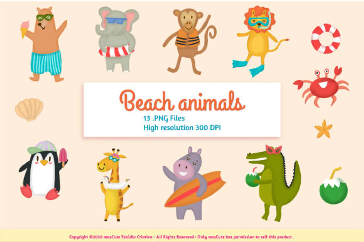 Kit Digital Animais Praia 3 1