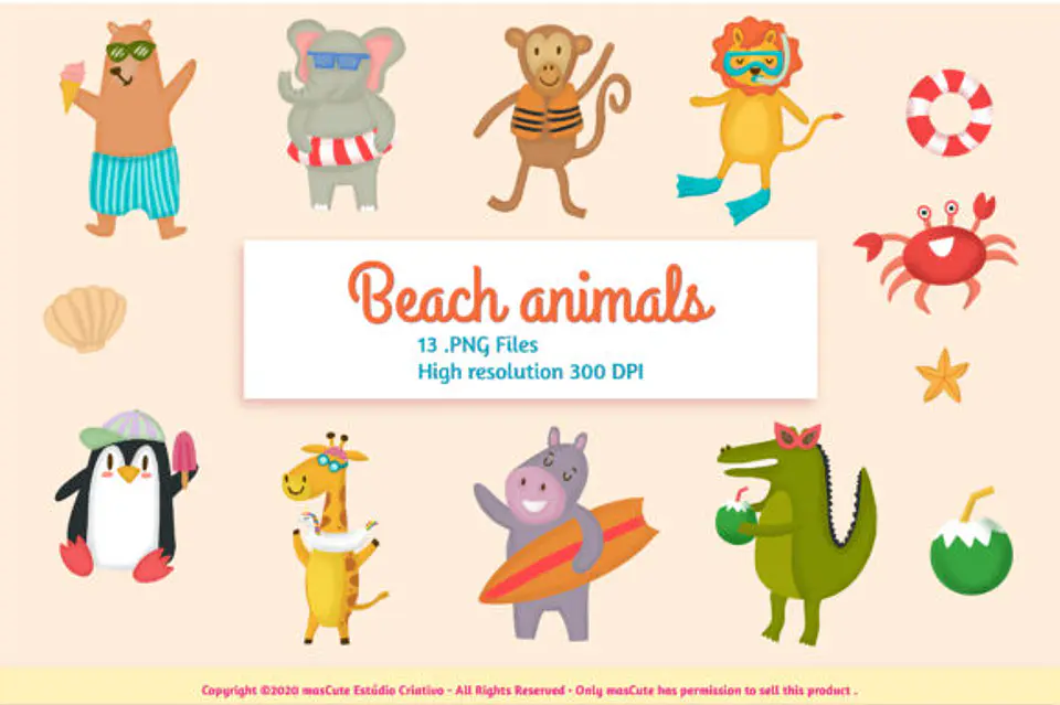 Kit Digital Animais Praia 3 1
