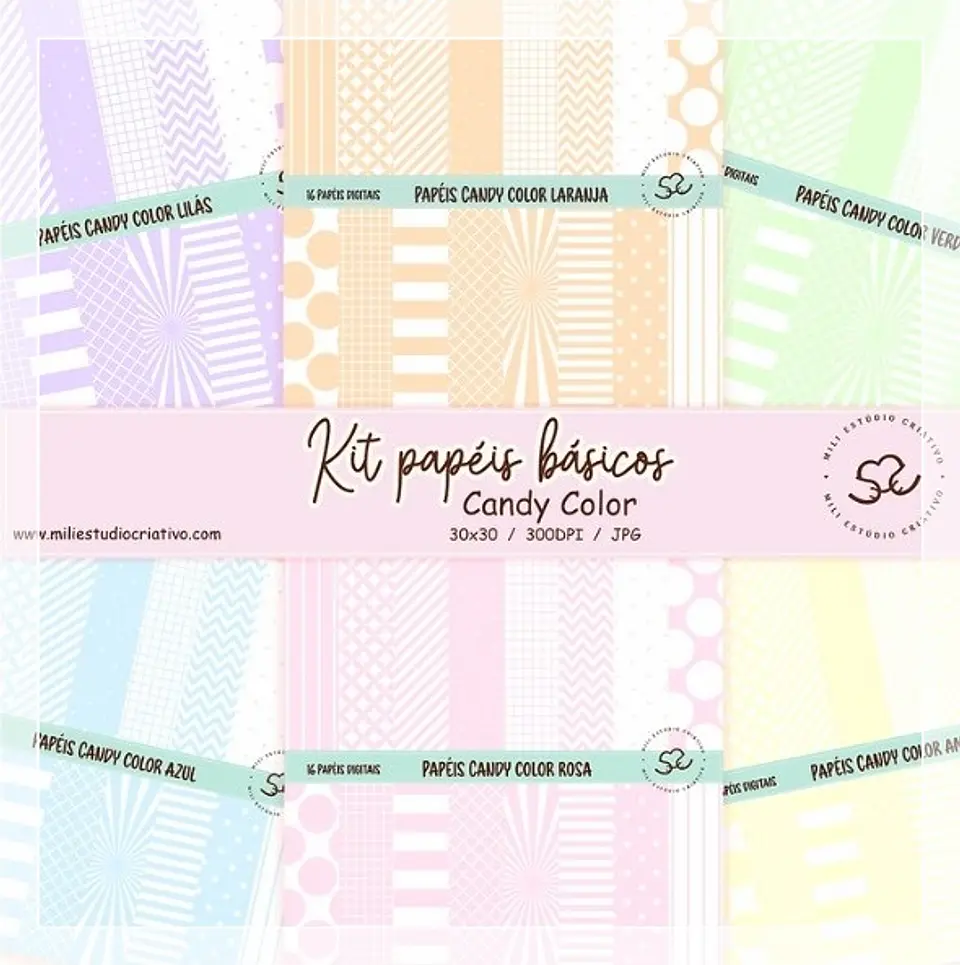 Kit Digital Papéis Básicos (Candy Color) com Brinde 46 1
