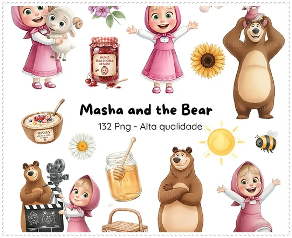Kit Digital Masha e o Urso 33 1