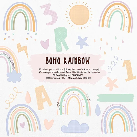 Kit Digital Arco Iris Boho 5