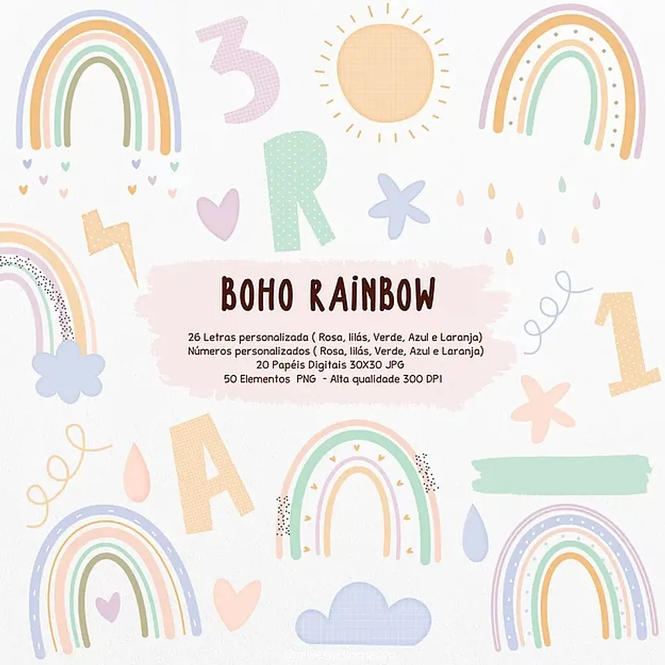 Kit Digital Arco Iris Boho 5 1