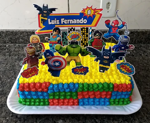 Arquivo de Corte Topo de Bolo Heróis Lego 1