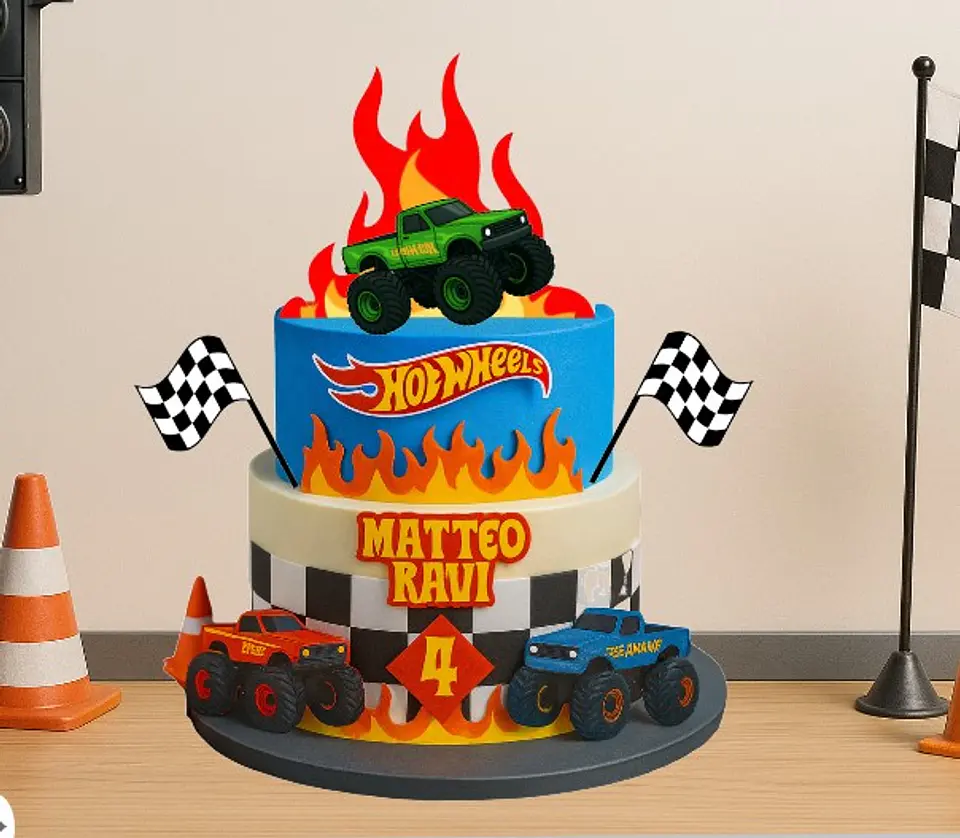Arquivo de Corte Topo de Bolo Hot Wheels Monster Trucks 5 1