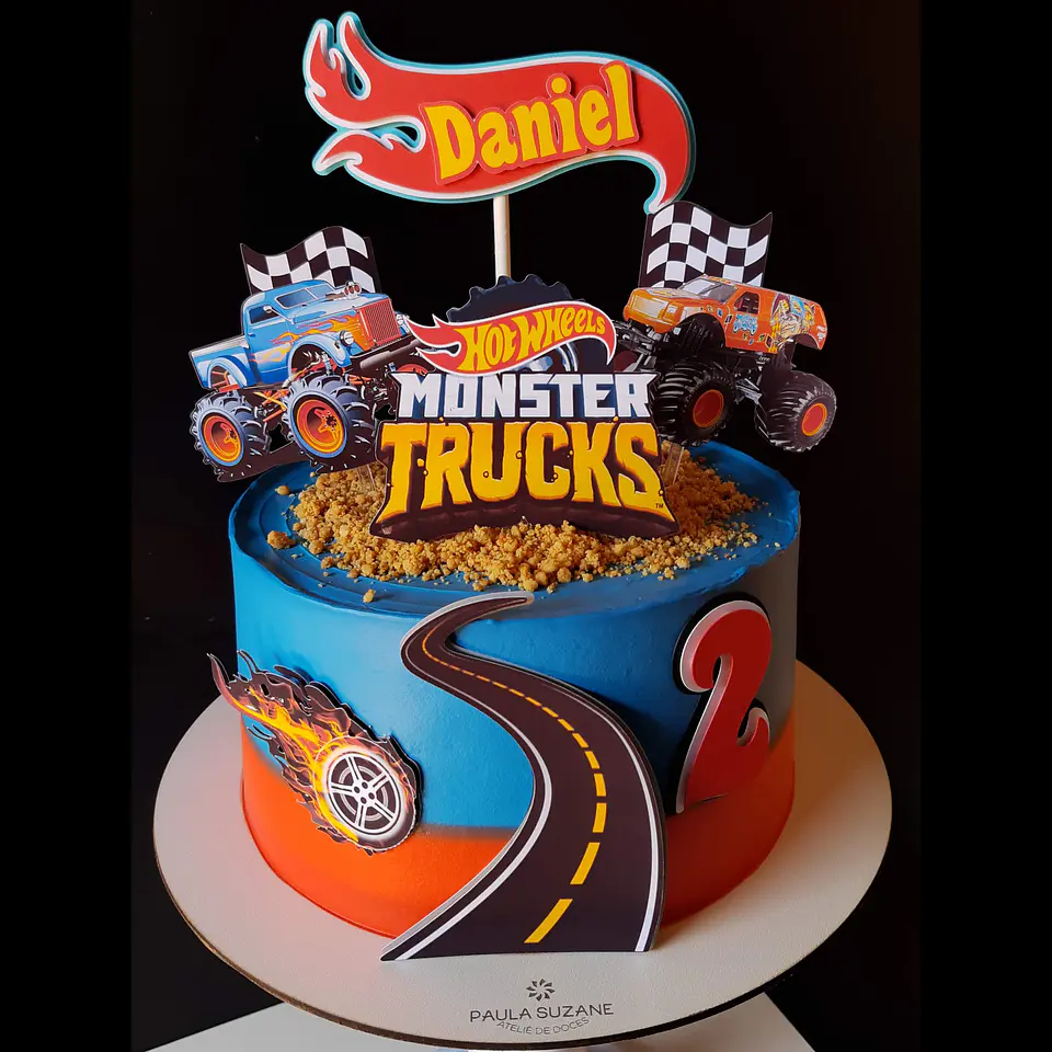 Arquivo de Corte Topo de Bolo Hot Wheels Monster Trucks 1 1