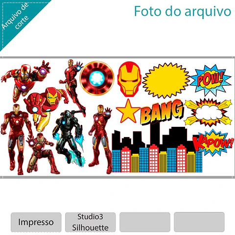 Arquivo de Corte Topo de Bolo Homem de Ferro Iron Man 8