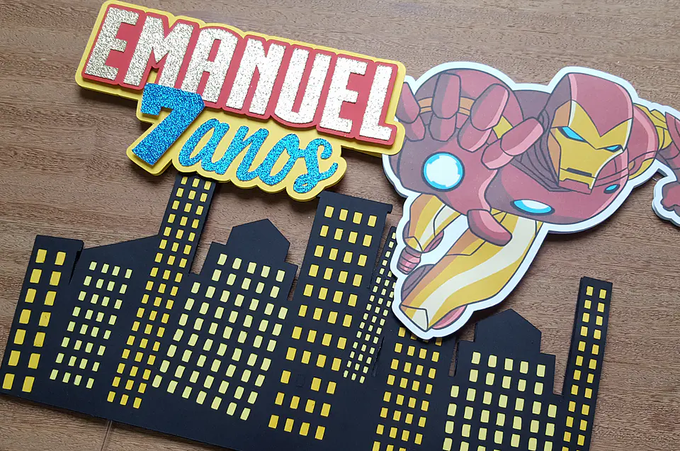 Arquivo de Corte Topo de Bolo Homem de Ferro Iron Man 3 1