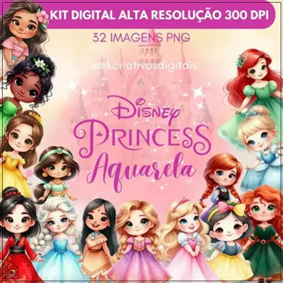 Kit Digital Princesas Aquarela 118 1