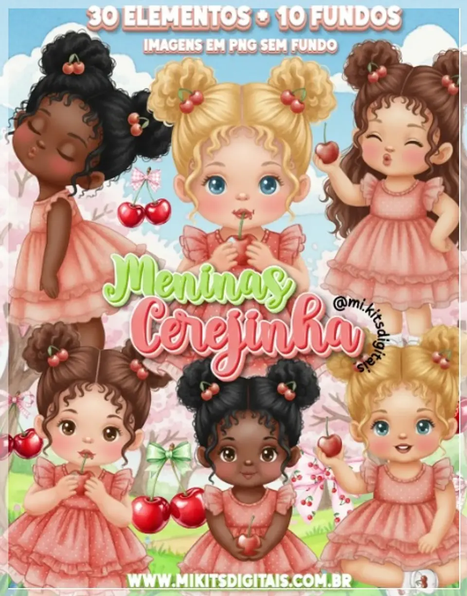 Kit Digital Meninas Cerejinhas 87 1